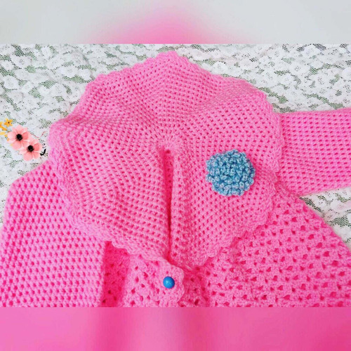 Imagen 2 de 2 de Abrigo Tejido Para Bebés 0-3 Y 3-6 Meses