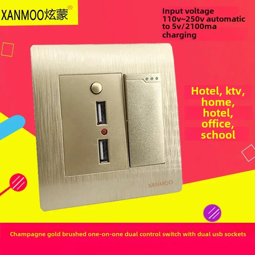Control Doble Abierto Champagne Gold Con Conector Usb, Tipo