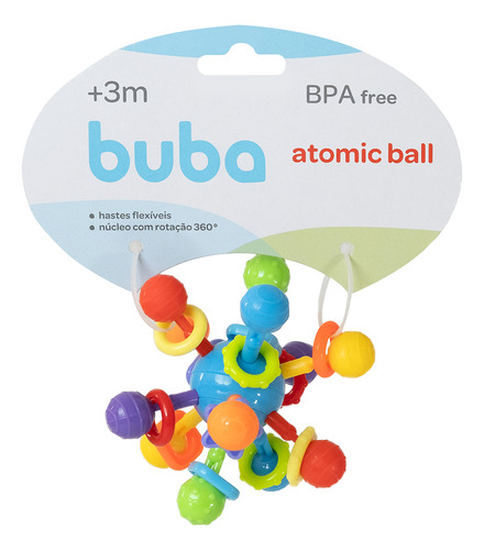 Brinquedo Com Mordedor E Chocalho Atomic Ball 3m+ Buba Multicor Atomic Ball