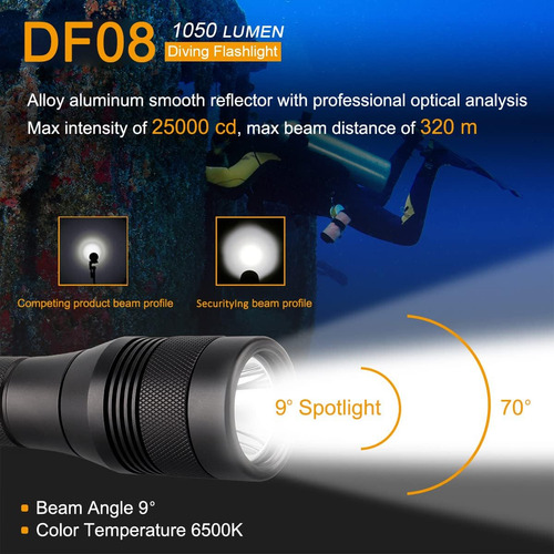 Linterna De Buceo Led Xm-l2 De 1000 Lúmenes Impermeable Hast