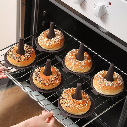 Np Juego De 6 Moldes De Silicona For Hornear Bagels,dónut
