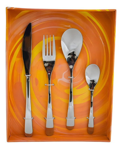 Juego De Cubiertos Finos Acero Inoxidable Plateado Nuvó 16pz