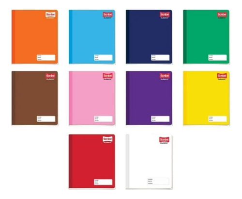 5 Cuadernos Scribe Forma Francesa Cosido C/grande 7mm 100 Hj Color Multicolor