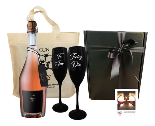 Box Champagne Alma Negra Brut Nature 2 Copas Negras Regalo  