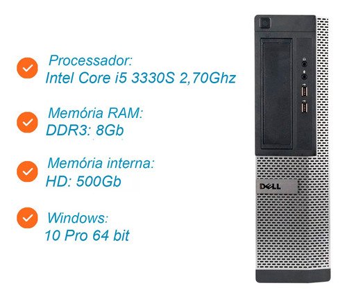 Imagem 2 de 3 de Desktop Dell Optiplex 7010 Core-i5 3470 8gb Hd 500gb Win10