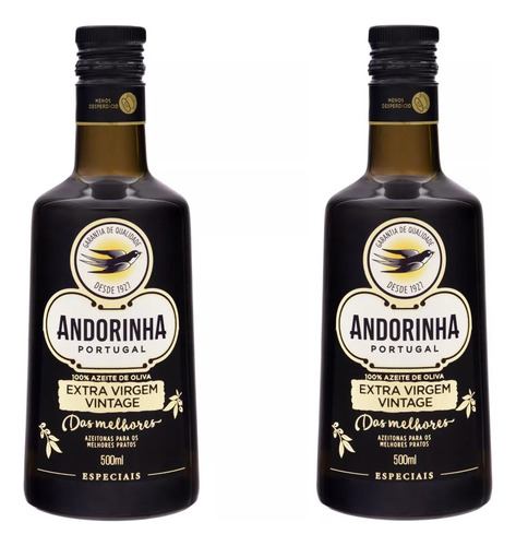 2 Azeite Oliva Português Andorinha Extra Virgem Vintage 500m
