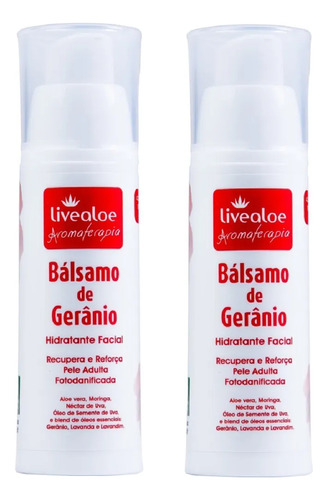 Bálsamo De Gerânio Hidratante Facial 30g Livealoe Kit C/ 02