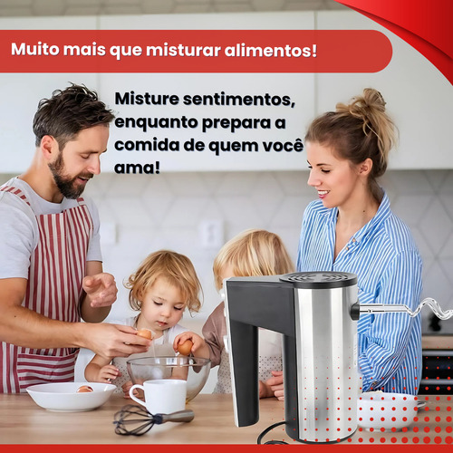 Batedeira De Mão Portátil Elétrica Inox Uso Doméstico 110v