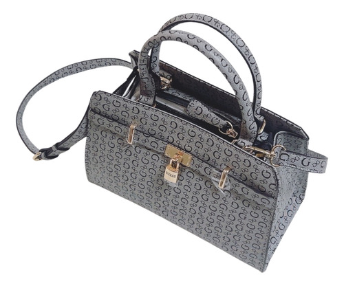 Bolsa Guess Satchel Color Gris Original Gris Lisa Níquel Gris