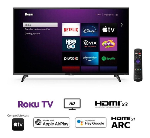Imagen 1 de 5 de Televisor Aoc 32' Led Smart Tv Hd Roku 32s5195