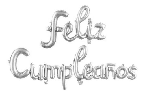 Letras Metalizadas Feliz Cumpleaños Cursiva