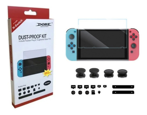 Kit Protector Anti Polvo Nintendo Switch Lámina Mica + Goma 