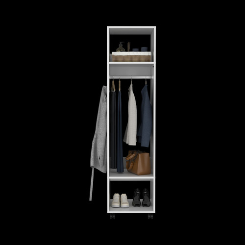 Closet Con Espejo Y 4 Ruedas Fm-025b - Blanco