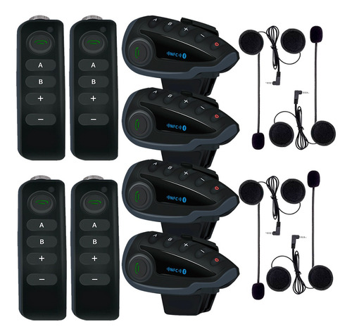 Intercomunicador Para Casco Moto Inalambrico Kitx4 Bluetooth
