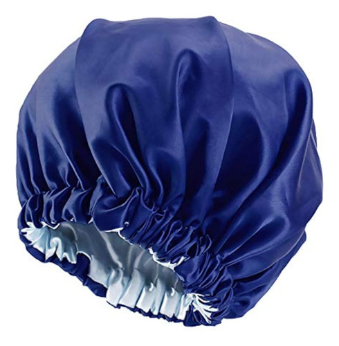 Gorro Para Dormir De Satin Tamaño Ajustable En Azul Marino