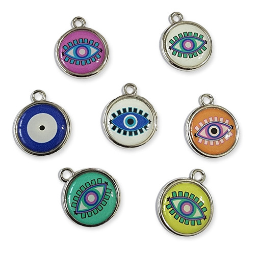 Dijes X 100u. Metal Y Resina Ojos 19mm Insumos P Bijouterie Color Variado