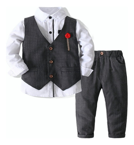 Traje De Vestir Formal Para Niños 3pcs Estilo Coreano