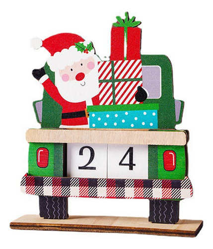 A Adornos De Escritorio De Papá Noel Con Calendario De