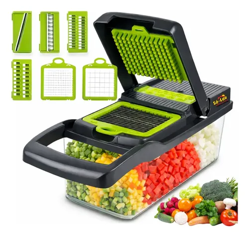 Cortador Fatiador ​Ralador De Legumes Frutas Triturador Manual 16 Peças Sólar Cinza-escuro