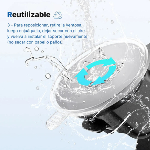 Soporte Celular P/ Auto Con Sopapa Brazo Extensible 360° Negro