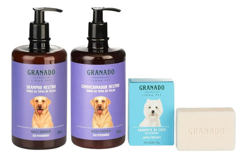 Shampoo Neutro Granado Pet Para Todo Os Tipos De Pelos 500ml Neutro