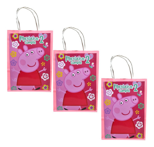 Bolsa Personalizada Cotillon Cumpleaños  X12 Peppa Pig