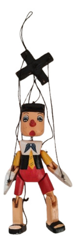 Lindo Marionete De Pinóquio Com 20 Cm, Madeira Pintada À Mão (Usado)