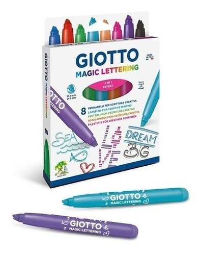 Marcadores Mágic Lettering Giotto 8 Colores Efecto 2 En 1