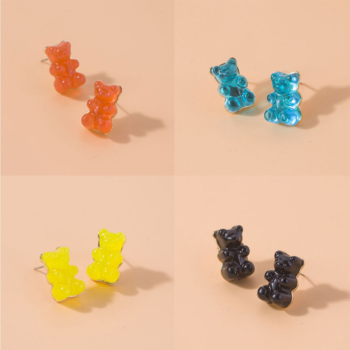 Pendientes De Resina Con Forma De Osito De Goma En Forma De