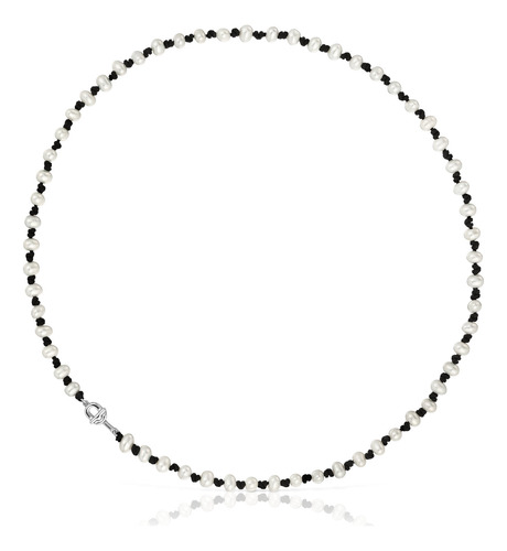 Collar De Nylon Negro Con Perlas Cultivadas 42 Cm Manifesto