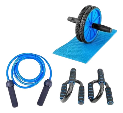 Rueda Abdominal + Push Up + Cuerda Con Peso R1 400grs