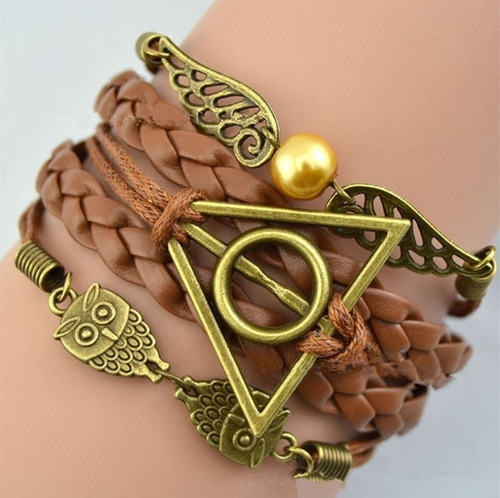 Harry Potter Hermosa Pulsera Reliquias, Hedwig, Snitch