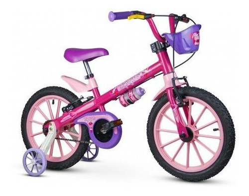 Imagem 1 de 4 de Bicicleta Infantil Aro 16 Com Rodinhas Menina Top Girls Rosa