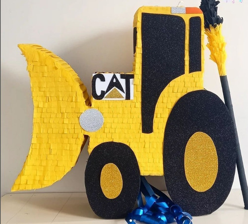 Piñata De Cumpleaños Y Fiestas Cat Retroescabadora Amarilla