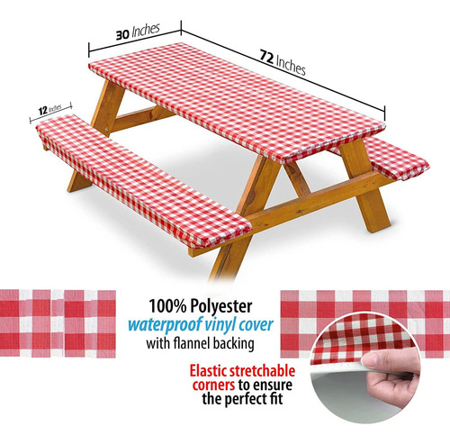 Mantel De Picnic Impermeable Con Fundas Ajustables Para Mesa