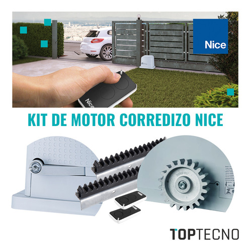 Motor Portón Corredizo Nice Con Wifi 1/4 3m 9 Segundos 350kg Gris 433 Z20