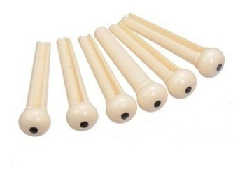 Pinos Para Cordas De Violão Aço Branco/ Preto Kit C/ 6