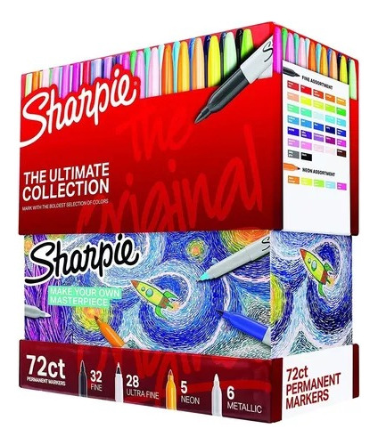 Set Sharpie X72 Colores Indelebles Ultra Fina Neon Metalico