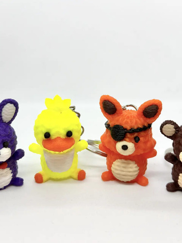Set 4 Llaveros Fnaf Estilo Crochet Impreso En 3d