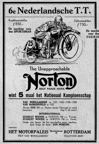 Lienzo Tela Anuncio Motocicletas Norton Rotterdam 1935 73x50