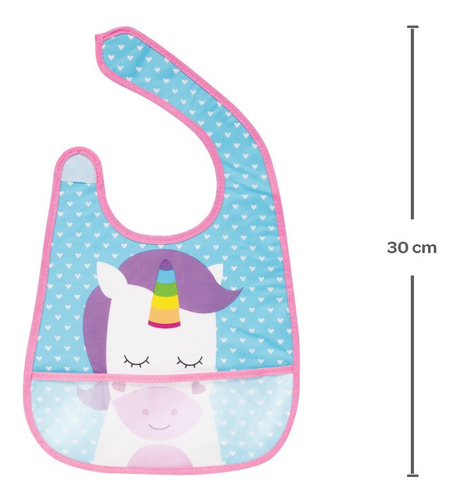 Babador Com Bolso Pega Migalhas Unicórnio 08261 Buba