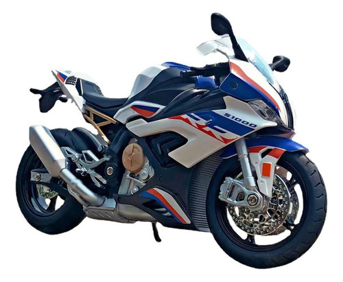 Modelo En Miniatura De Metal Bmw-1000rr De 1:12 Con Base De Color Blanco