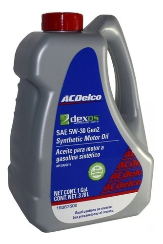 Aceite 5w30 Motor Sintético 3.78l Acdelco Dexos 1 Gen 2