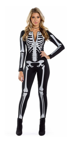 Body De Esqueleto Dorado Para Mujer - Disfraz De Halloween D