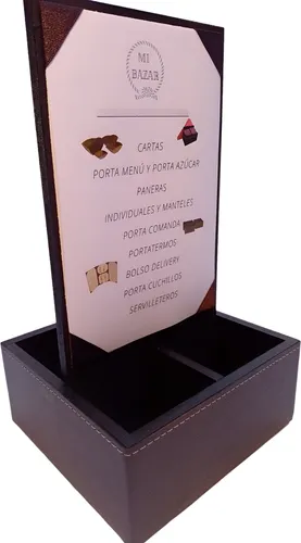 comprar Porta Menú Cerrado Con Servilletero\u002Fazucarero  X 8 Unidades Marrón Oscuro