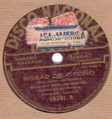 Carlos Gardel: Rosas De Otoño-cabecita Negra/78 Rpm Nacional
