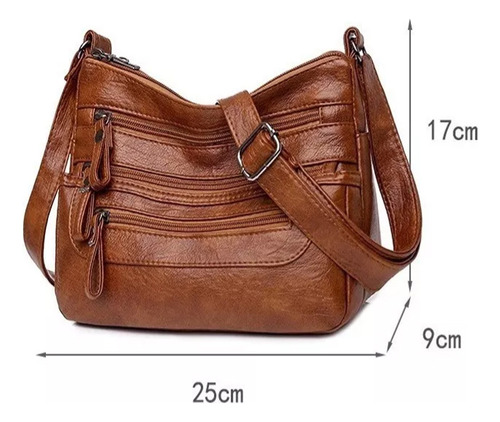 Bolso Bandolera De Mujer De Piel Lisa Con MĂșltiples Bolsillo