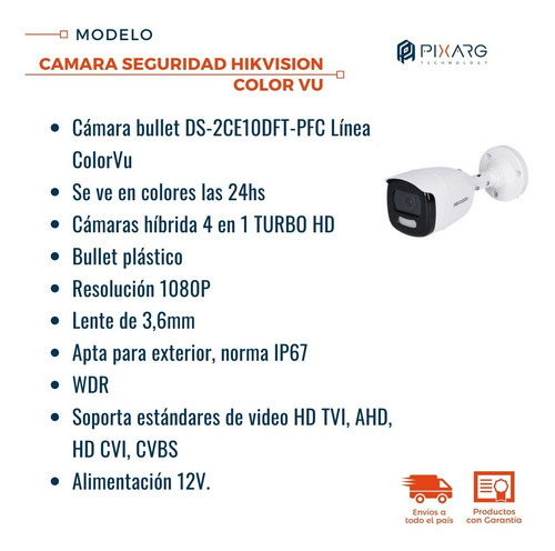 Camara Hikvision Colorvu Día/noche Full Color 2mpx Turbo Hd