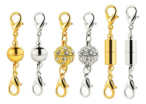 D 6x Cobre Cierre Magnético Pulsera Collar Oro Plata