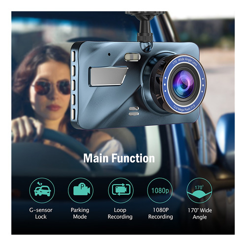 Coche Dvr Dash Camera Vista Posterior Lente Dual Dash Cam
